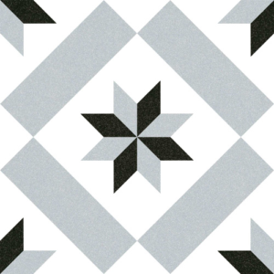 Carrelage imitation ciment étoile grise et noire 20x20 cm